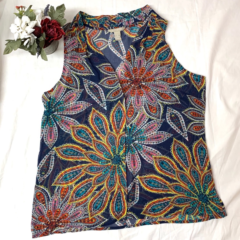 Banana Republic Sheer Sleeveless Blouse SzXL EUC